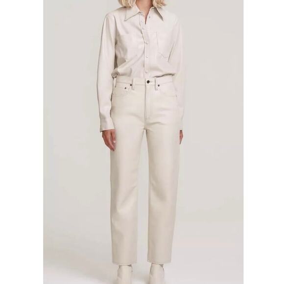 AGOLDE Recycled Leather 90's Pinch Waist Pants Powder Cream Sz 31,  $298 - Picture 1 of 16